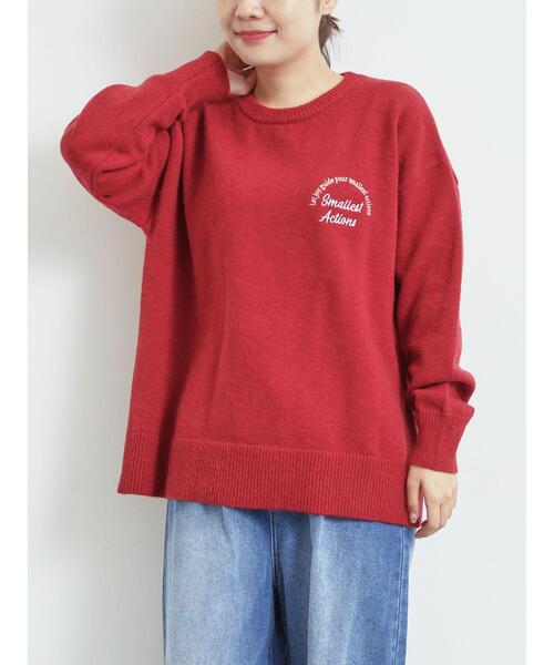 SM2（エスエムツー）の「ロゴ刺繍ニットプルオーバー（ニット/セーター・レディース・グレー/レッド/ベージュ/ネイビー/ミント・F）」の18枚目の写真