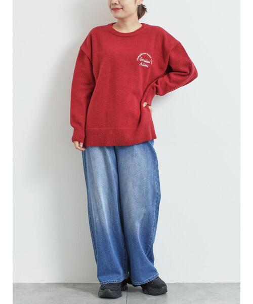 SM2（エスエムツー）の「ロゴ刺繍ニットプルオーバー（ニット/セーター・レディース・グレー/レッド/ベージュ/ネイビー/ミント・F）」の20枚目の写真