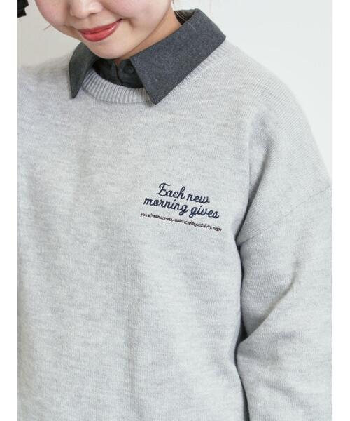 SM2（エスエムツー）の「ロゴ刺繍ニットプルオーバー（ニット/セーター・レディース・グレー/レッド/ベージュ/ネイビー/ミント・F）」の22枚目の写真