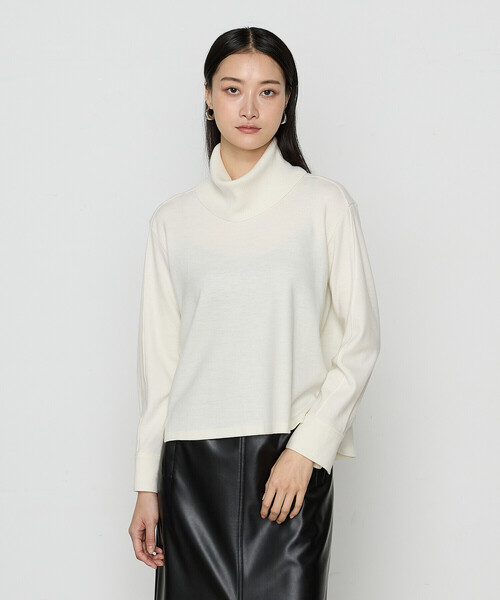 K.T KIYOKO TAKASE(キヨコタカセ)の「〔 TALLサイズ 〕 【2WAY】ウールスムースジャージー リブ付きプルオーバー(Tシャツ/カットソー・レディース・ホワイト/ブラック・15号)」の18枚目の写真