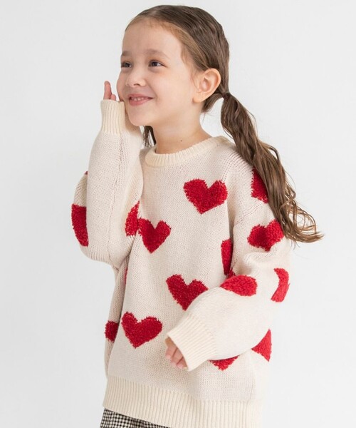 BRANSHES（ブランシェス）の「【マシンウォッシャブル】総柄ジャガードニット（ニット/セーター・キッズ・アイボリー/ブラック・S/M/L/XL）」の2枚目の写真