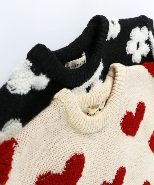 BRANSHES（ブランシェス）の「【マシンウォッシャブル】総柄ジャガードニット（ニット/セーター・キッズ・アイボリー/ブラック・S/M/L/XL）」の9枚目の写真