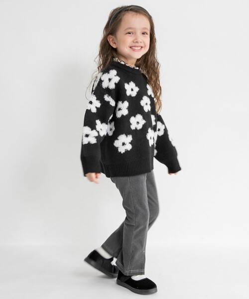 BRANSHES（ブランシェス）の「【マシンウォッシャブル】総柄ジャガードニット（ニット/セーター・キッズ・アイボリー/ブラック・S/M/L/XL）」の16枚目の写真