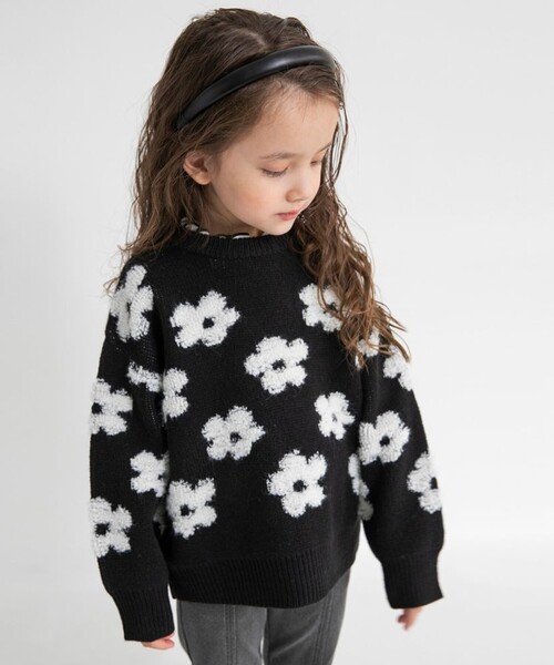 BRANSHES（ブランシェス）の「【マシンウォッシャブル】総柄ジャガードニット（ニット/セーター・キッズ・アイボリー/ブラック・S/M/L/XL）」の20枚目の写真