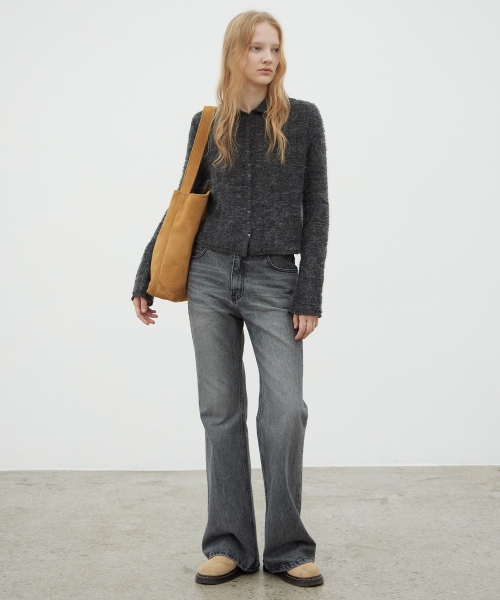 LEVAR(レバー)の「Kid-Mohair Lace Jacquard Cardigan - Charcoal(カーディガン/ボレロ・レディース・チャコール・FREE)」の4枚目の写真