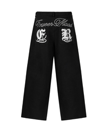 EYEER（イワイイアル）の「ER-Embroidered Logo Pants - Black（デニムパンツ）」