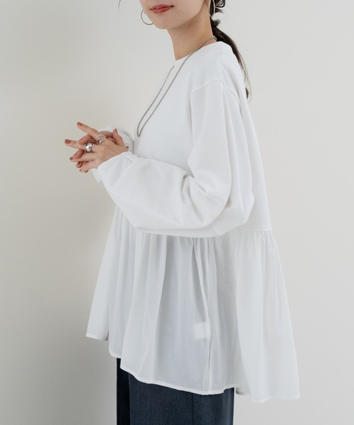 refinedworks（リファインドワークス）の「【refinedworks】 立体シルエット が魅力の ランタン スリーブ プルオーバー（Tシャツ/カットソー・レディース・ホワイト/グレー/チャコールグレー・FREE）」の8枚目の写真