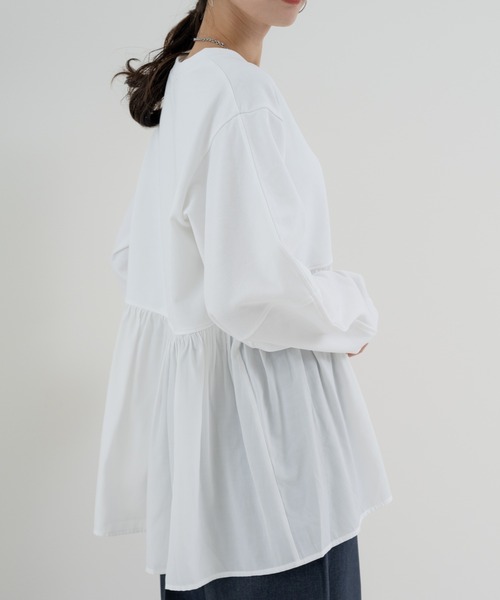 refinedworks（リファインドワークス）の「【refinedworks】 立体シルエット が魅力の ランタン スリーブ プルオーバー（Tシャツ/カットソー・レディース・ホワイト/グレー/チャコールグレー・FREE）」の11枚目の写真