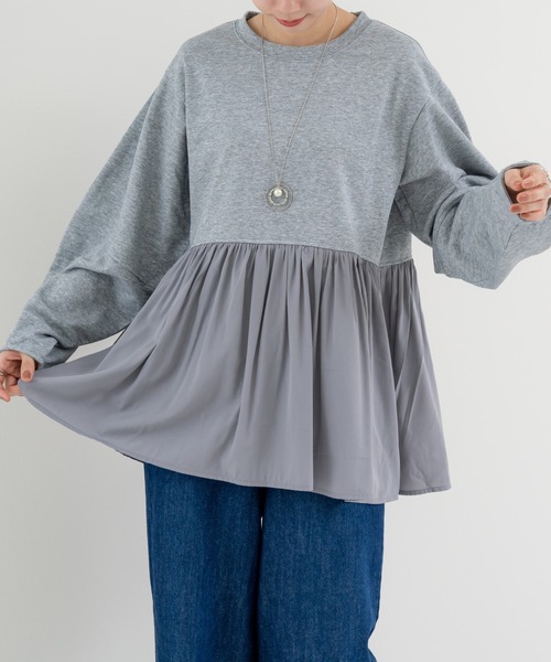 refinedworks（リファインドワークス）の「【refinedworks】 立体シルエット が魅力の ランタン スリーブ プルオーバー（Tシャツ/カットソー・レディース・ホワイト/グレー/チャコールグレー・FREE）」の12枚目の写真