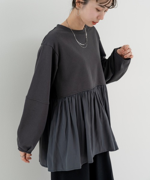 refinedworks（リファインドワークス）の「【refinedworks】 立体シルエット が魅力の ランタン スリーブ プルオーバー（Tシャツ/カットソー・レディース・ホワイト/グレー/チャコールグレー・FREE）」の4枚目の写真