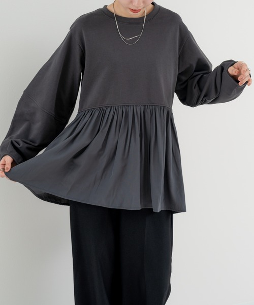 refinedworks（リファインドワークス）の「【refinedworks】 立体シルエット が魅力の ランタン スリーブ プルオーバー（Tシャツ/カットソー・レディース・ホワイト/グレー/チャコールグレー・FREE）」の5枚目の写真