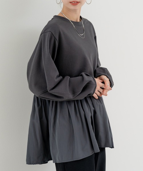 refinedworks（リファインドワークス）の「【refinedworks】 立体シルエット が魅力の ランタン スリーブ プルオーバー（Tシャツ/カットソー・レディース・ホワイト/グレー/チャコールグレー・FREE）」の6枚目の写真