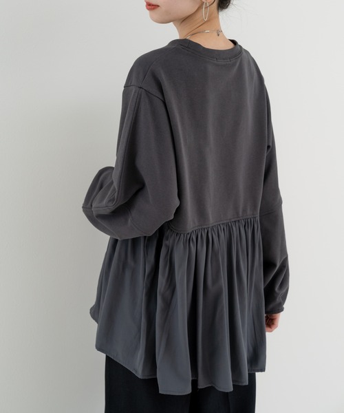 refinedworks（リファインドワークス）の「【refinedworks】 立体シルエット が魅力の ランタン スリーブ プルオーバー（Tシャツ/カットソー・レディース・ホワイト/グレー/チャコールグレー・FREE）」の7枚目の写真