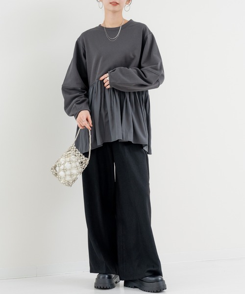 refinedworks（リファインドワークス）の「【refinedworks】 立体シルエット が魅力の ランタン スリーブ プルオーバー（Tシャツ/カットソー・レディース・ホワイト/グレー/チャコールグレー・FREE）」の17枚目の写真