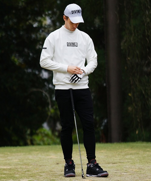 DIVINER GOLF(ディバイナー ゴルフ)の「【DIVINER GOLF】シャカモックネックプルオーバー メンズ ゴルフウェア 長袖 ストレッチ ロンT ホワイト ブラック 春服 冬服(Tシャツ/カットソー・メンズ・チャコール/ブラック/ホワイト・XXL/XL/L/M)」の14枚目の写真