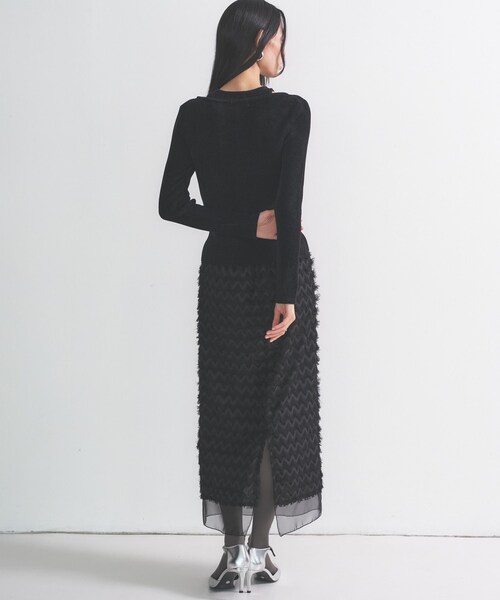 GALLEST（ギャレスト）の「ベロアモールアンサンブル（ニット/セーター・レディース・ダークブラウン/ブラック/ブルーグリーン・38）」の6枚目の写真