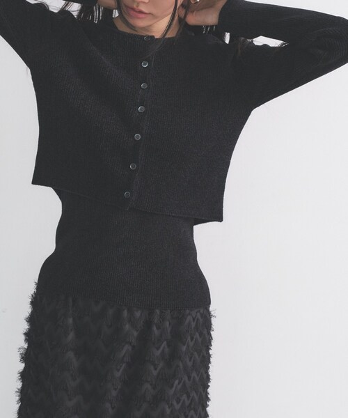 GALLEST（ギャレスト）の「ベロアモールアンサンブル（ニット/セーター・レディース・ダークブラウン/ブラック/ブルーグリーン・38）」の9枚目の写真