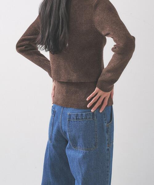 GALLEST（ギャレスト）の「ベロアモールアンサンブル（ニット/セーター・レディース・ダークブラウン/ブラック/ブルーグリーン・38）」の16枚目の写真