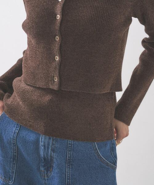 GALLEST（ギャレスト）の「ベロアモールアンサンブル（ニット/セーター・レディース・ダークブラウン/ブラック/ブルーグリーン・38）」の19枚目の写真