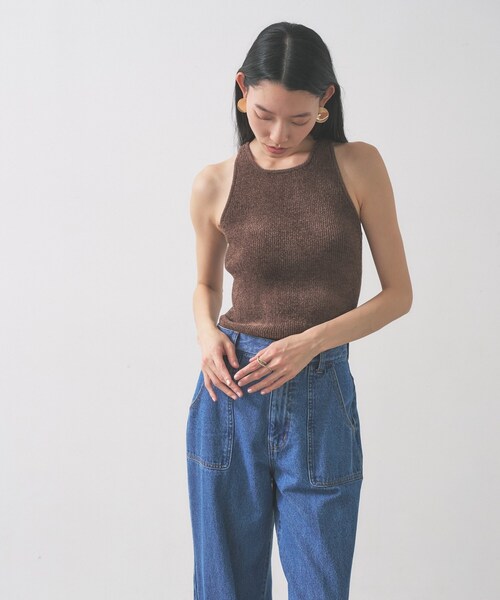 GALLEST（ギャレスト）の「ベロアモールアンサンブル（ニット/セーター・レディース・ダークブラウン/ブラック/ブルーグリーン・38）」の20枚目の写真