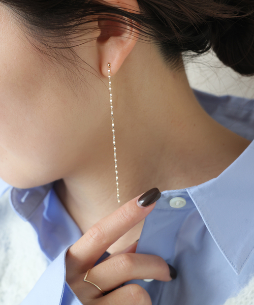 SLOBE IENA(スローブイエナ)の「SLOBE アシンメトリーピアス K10(ピアス(両耳用)・レディース・ゴールド・FREE)」の3枚目の写真