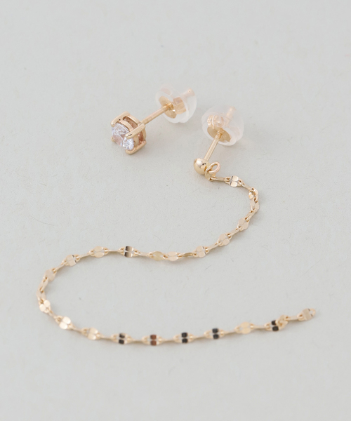 SLOBE IENA(スローブイエナ)の「SLOBE アシンメトリーピアス K10(ピアス(両耳用)・レディース・ゴールド・FREE)」の6枚目の写真