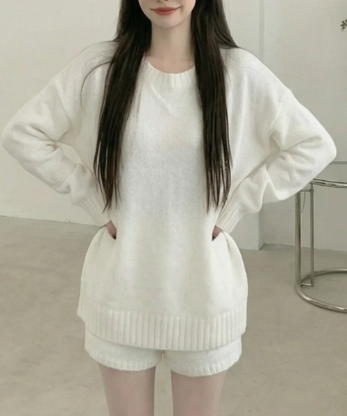cammie(キャミー)の「リブニットトップスセットアップ(アンサンブル・レディース・ホワイト/ブラック/グレー・F)」の4枚目の写真