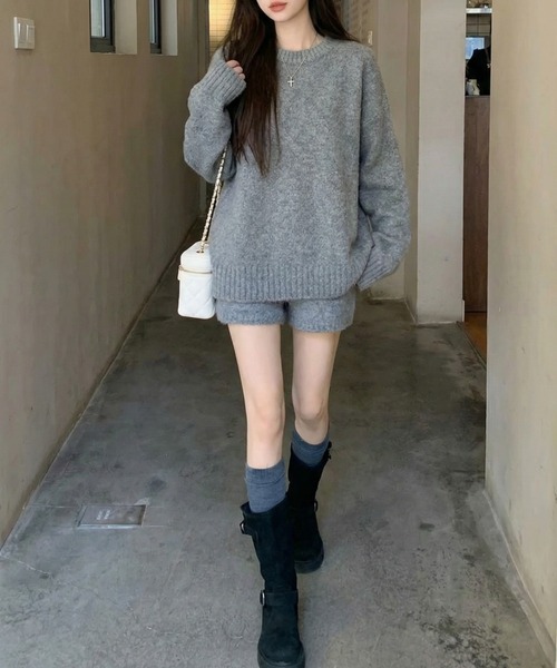 cammie(キャミー)の「リブニットトップスセットアップ(アンサンブル・レディース・ホワイト/ブラック/グレー・F)」の16枚目の写真
