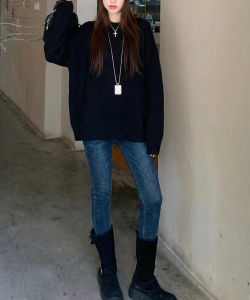 cammie(キャミー)の「リブニットトップスセットアップ(アンサンブル・レディース・ホワイト/ブラック/グレー・F)」の13枚目の写真