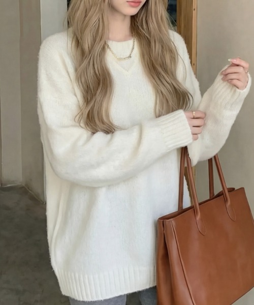 cammie(キャミー)の「リブニットトップスセットアップ(アンサンブル・レディース・ホワイト/ブラック/グレー・F)」の7枚目の写真