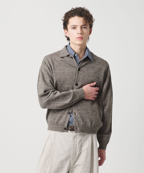 BEAUTY&YOUTH UNITED ARROWS(ビューティーアンドユースユナイテッドアローズ)の「ハイブリッド リネン ポロカラー ジャケット ウォッシャブル(カーディガン/ボレロ・メンズ・ブラウン/ブラック・S/M/L/XL)」の2枚目の写真