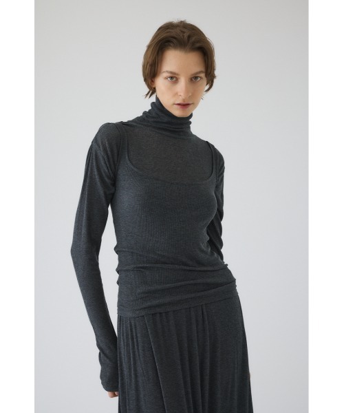 RIM.ARK（リムアーク）の「Fluffy touch jersey set tops フラフィータッチジャージーセットトップス（Tシャツ/カットソー・レディース・チャコールグレー/ブラック・FREE）」の2枚目の写真