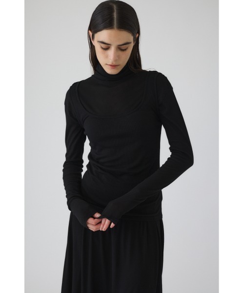 RIM.ARK（リムアーク）の「Fluffy touch jersey set tops フラフィータッチジャージーセットトップス（Tシャツ/カットソー・レディース・チャコールグレー/ブラック・FREE）」の6枚目の写真