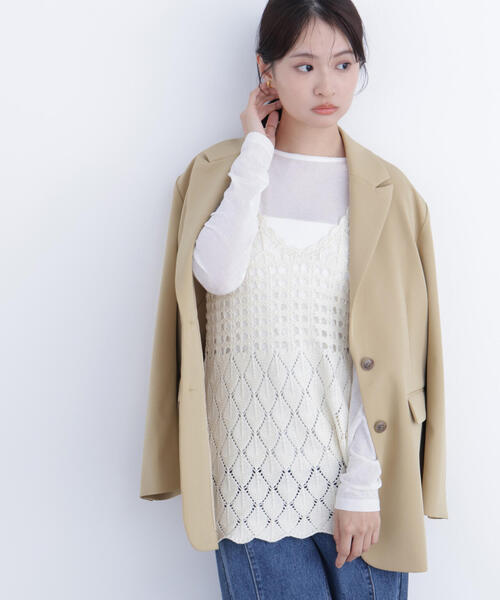 N.（N. Natural Beauty Basic）（エヌエヌナチュラルビューティーベーシック）の「【N.】カギアミニットキャミソール（キャミソール・レディース・レッド/ブラウン/オフホワイト・ﾌﾘ-）」の5枚目の写真