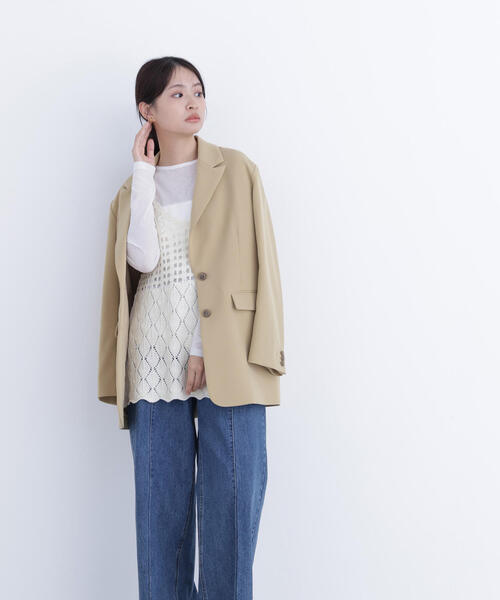 N.（N. Natural Beauty Basic）（エヌエヌナチュラルビューティーベーシック）の「【N.】カギアミニットキャミソール（キャミソール・レディース・レッド/ブラウン/オフホワイト・ﾌﾘ-）」の6枚目の写真