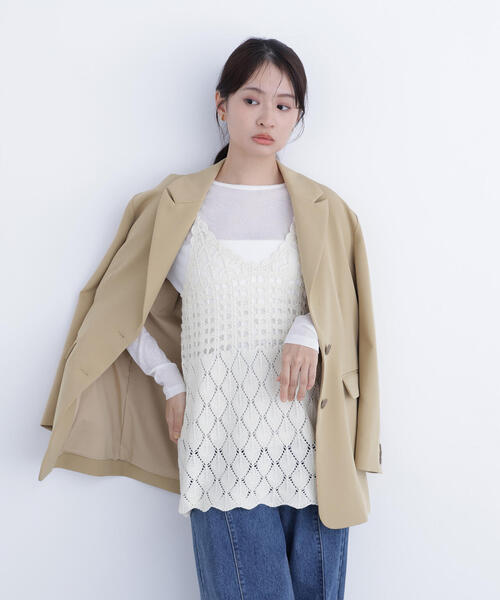 N.（N. Natural Beauty Basic）（エヌエヌナチュラルビューティーベーシック）の「【N.】カギアミニットキャミソール（キャミソール・レディース・レッド/ブラウン/オフホワイト・ﾌﾘ-）」の7枚目の写真