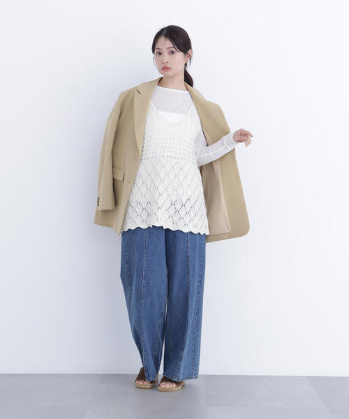 N.（N. Natural Beauty Basic）（エヌエヌナチュラルビューティーベーシック）の「【N.】カギアミニットキャミソール（キャミソール・レディース・レッド/ブラウン/オフホワイト・ﾌﾘ-）」の8枚目の写真