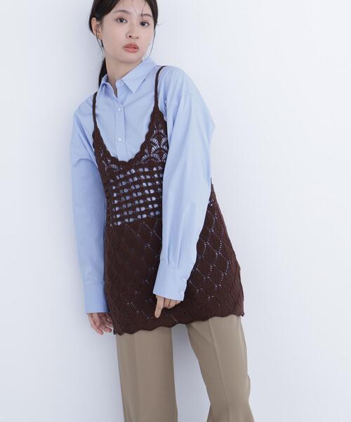 N.（N. Natural Beauty Basic）（エヌエヌナチュラルビューティーベーシック）の「カギアミニットキャミソール（キャミソール・レディース・レッド/ブラウン/オフホワイト・ﾌﾘ-）」の21枚目の写真