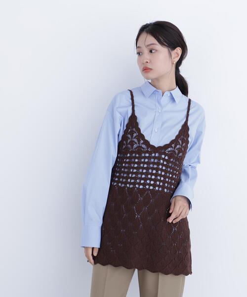 N.（N. Natural Beauty Basic）（エヌエヌナチュラルビューティーベーシック）の「カギアミニットキャミソール（キャミソール・レディース・レッド/ブラウン/オフホワイト・ﾌﾘ-）」の20枚目の写真