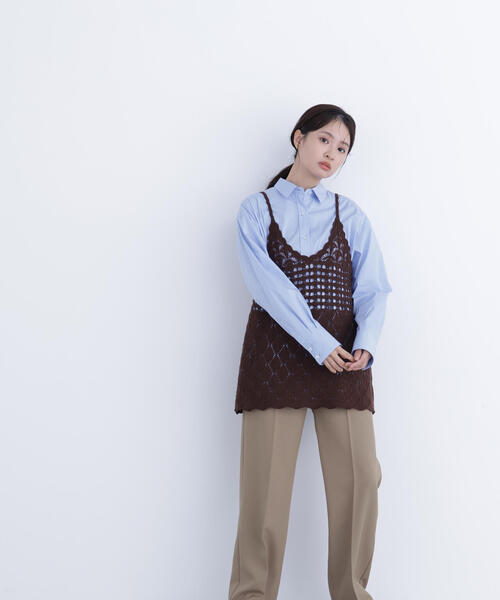 N.(N. Natural Beauty Basic)(エヌエヌナチュラルビューティーベーシック)の「カギアミニットキャミソール(キャミソール・レディース・レッド/ブラウン/オフホワイト・フリ-)」の5枚目の写真