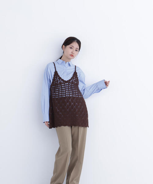 N.(N. Natural Beauty Basic)(エヌエヌナチュラルビューティーベーシック)の「カギアミニットキャミソール(キャミソール・レディース・レッド/ブラウン/オフホワイト・フリ-)」の6枚目の写真