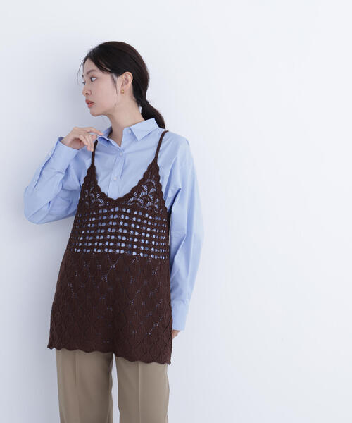 N.(N. Natural Beauty Basic)(エヌエヌナチュラルビューティーベーシック)の「カギアミニットキャミソール(キャミソール・レディース・レッド/ブラウン/オフホワイト・フリ-)」の10枚目の写真