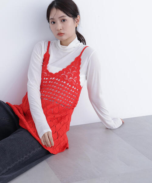 N.(N. Natural Beauty Basic)(エヌエヌナチュラルビューティーベーシック)の「カギアミニットキャミソール(キャミソール・レディース・レッド/ブラウン/オフホワイト・フリ-)」の15枚目の写真