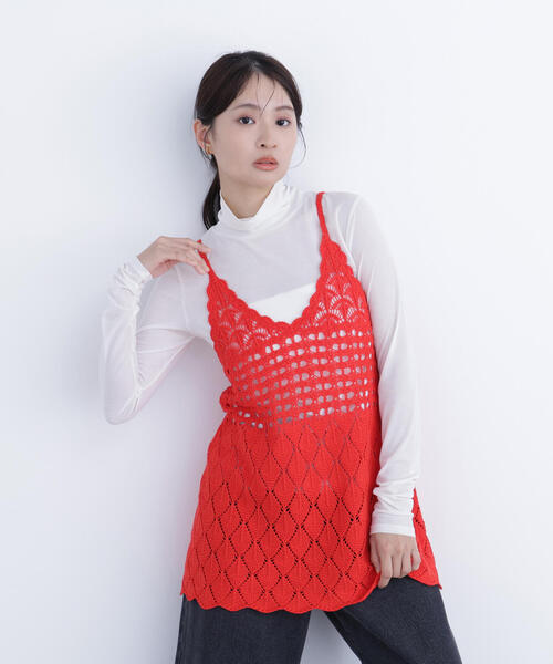 N.(N. Natural Beauty Basic)(エヌエヌナチュラルビューティーベーシック)の「カギアミニットキャミソール(キャミソール・レディース・レッド/ブラウン/オフホワイト・フリ-)」の18枚目の写真