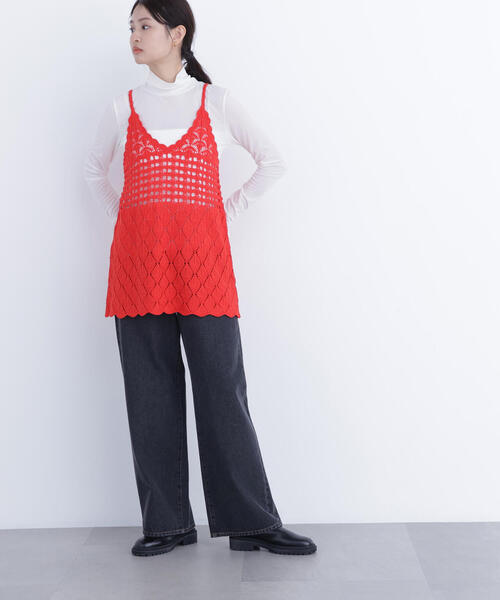 N.（N. Natural Beauty Basic）（エヌエヌナチュラルビューティーベーシック）の「【N.】カギアミニットキャミソール（キャミソール・レディース・レッド/ブラウン/オフホワイト・ﾌﾘ-）」の16枚目の写真