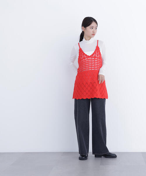 N.（N. Natural Beauty Basic）（エヌエヌナチュラルビューティーベーシック）の「【N.】カギアミニットキャミソール（キャミソール・レディース・レッド/ブラウン/オフホワイト・ﾌﾘ-）」の17枚目の写真