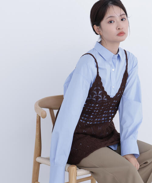 N.（N. Natural Beauty Basic）（エヌエヌナチュラルビューティーベーシック）の「【N.】カギアミニットキャミソール（キャミソール・レディース・レッド/ブラウン/オフホワイト・ﾌﾘ-）」の3枚目の写真