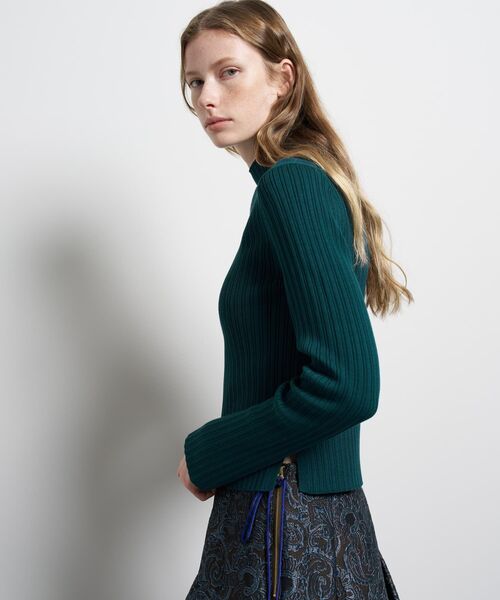 LANVIN en Bleu(ランバンオンブルー)の「ランダムリブハイネックニット(ニット/セーター・レディース・グリーン/イエロー/ブラック/オフホワイト・38)」の9枚目の写真