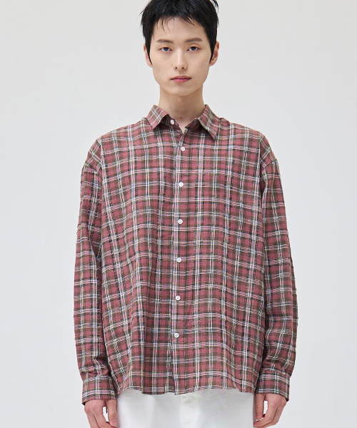 AKECII(アケシ)の「トモチェックシャツ-ピンク(シャツ/ブラウス・メンズ・その他・MEDIUM/LARGE)」の1枚目の写真