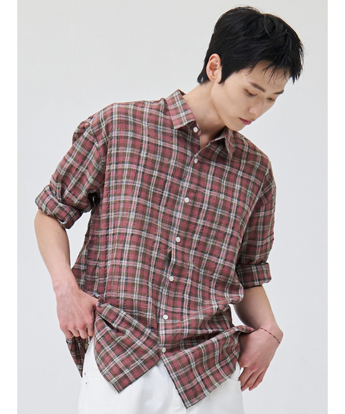 AKECII(アケシ)の「トモチェックシャツ-ピンク(シャツ/ブラウス・メンズ・その他・MEDIUM/LARGE)」の3枚目の写真
